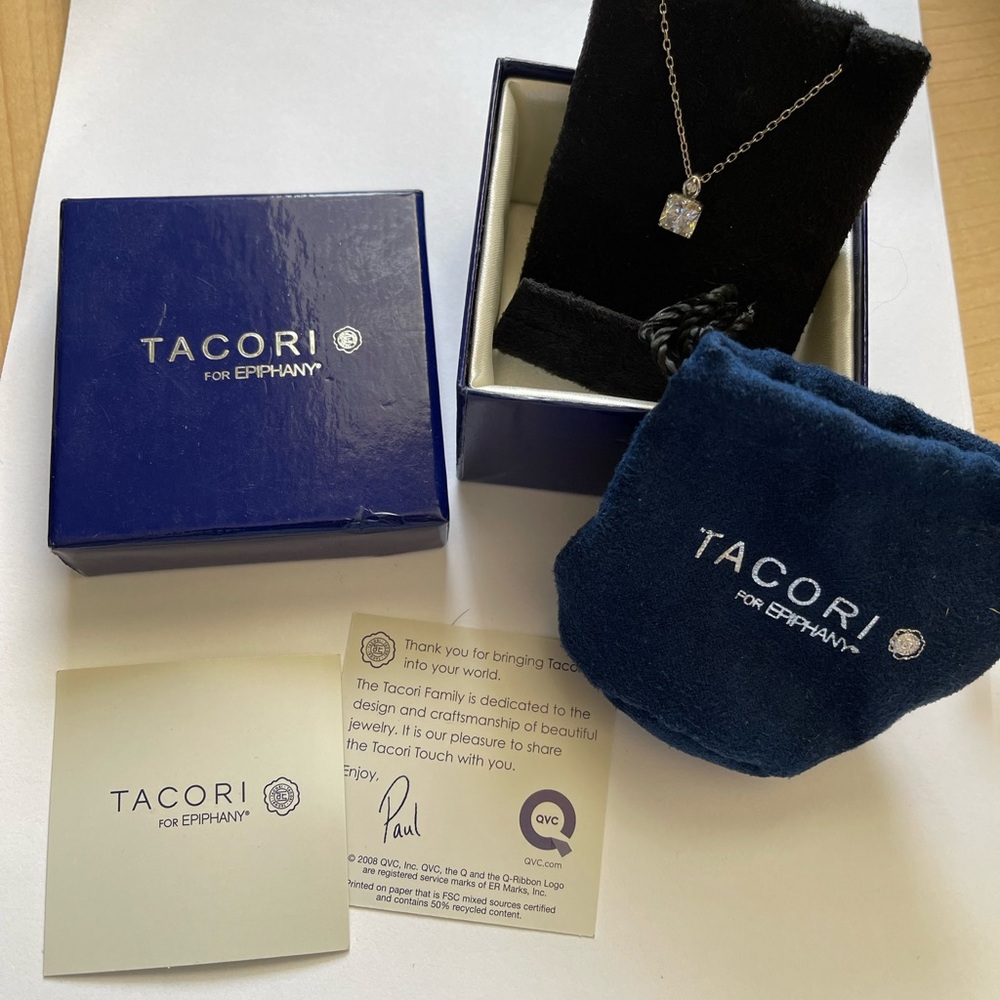 Tacori Sterling Silver Princess Cut CZ Necklace